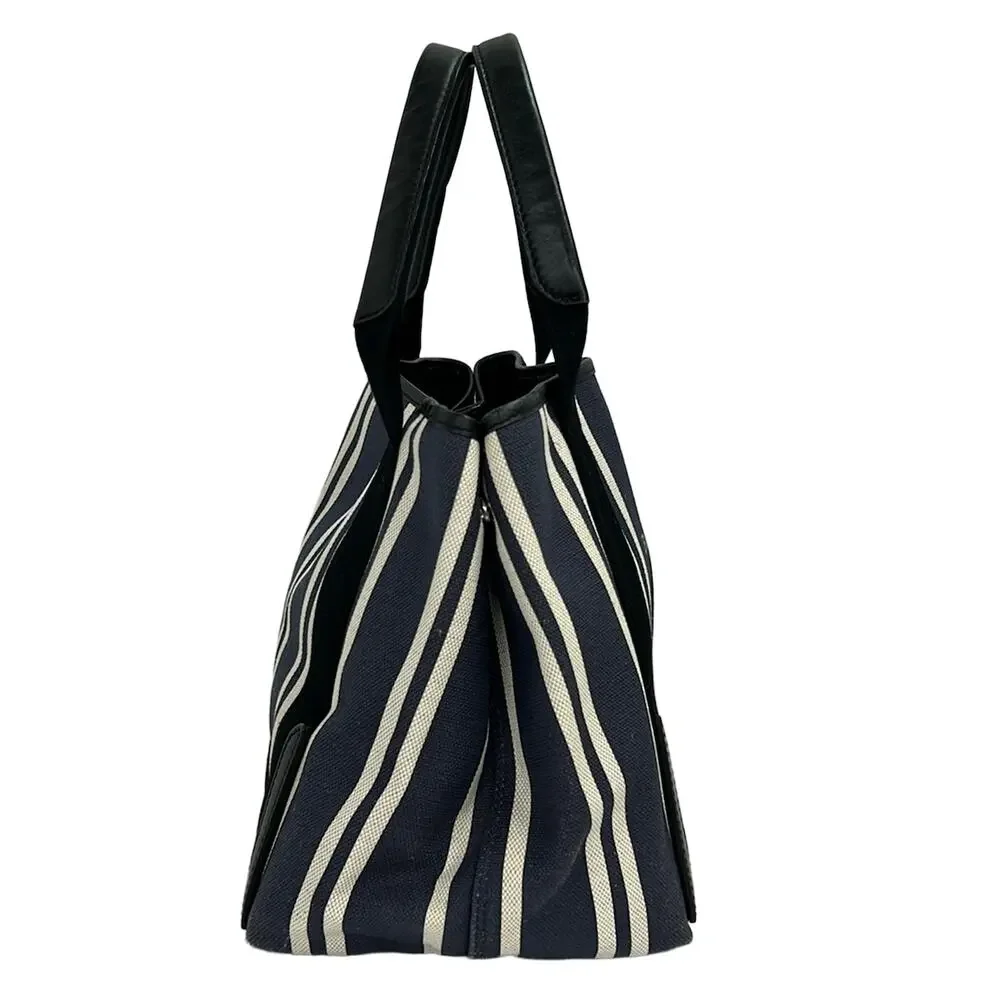 Balenciaga Navy Cabas S Tote Bag 339933 Navy White Black Canvas Leather
